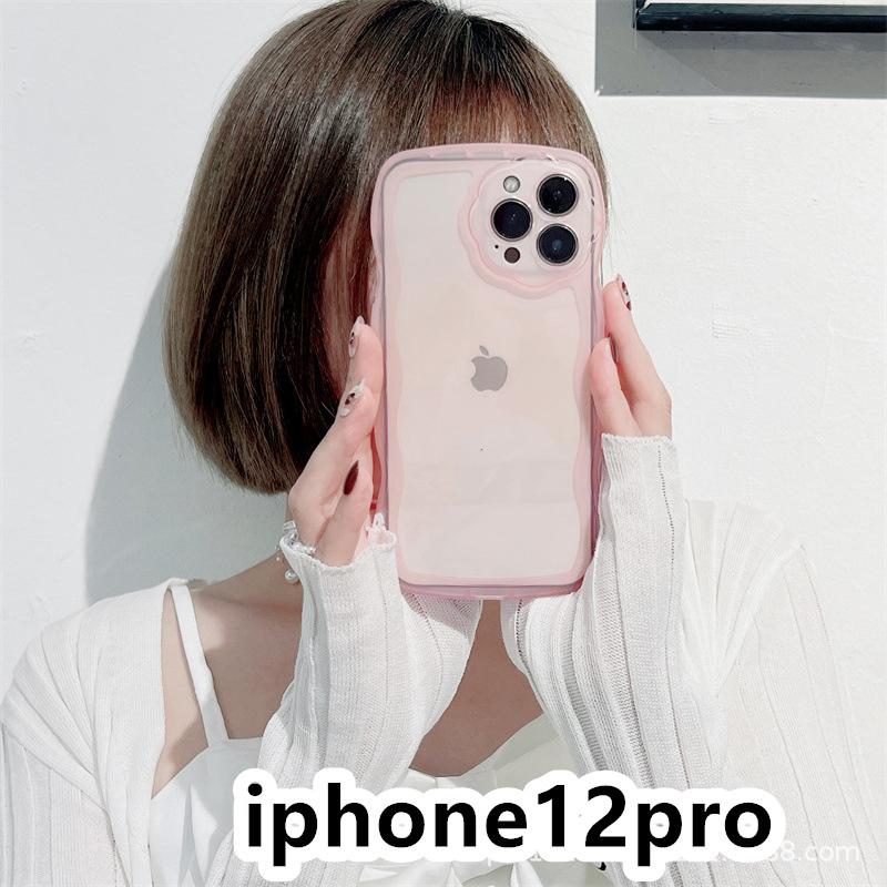 iphone12proケース カーバー TPU 可愛い　透明　波型花　お洒落　軽量 ケース 耐衝撃高品質ピンク292_画像1