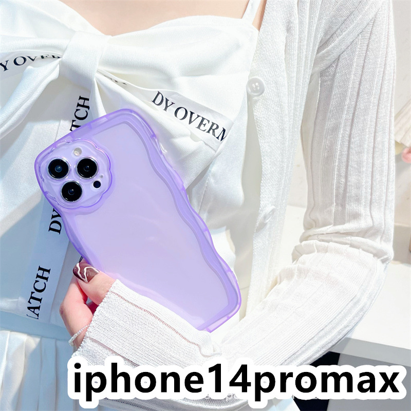 iphone14promaxケース カーバー TPU 可愛い　透明　波型花　お洒落　軽量 ケース 耐衝撃高品質紫76_画像1