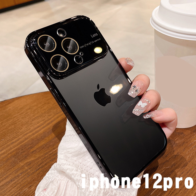 iphone12proケース カーバー TPU 可愛い　お洒落　軽量 指紋防止 ケース 耐衝撃 ブラック1_画像1