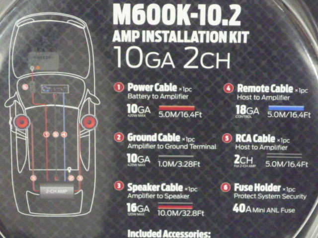 ■USA Audio■モンスターケーブル Monster Cable M600K-10.2, 10ゲージ（10ＧＡ） 2ch アンプ配線キット●税込_画像2
