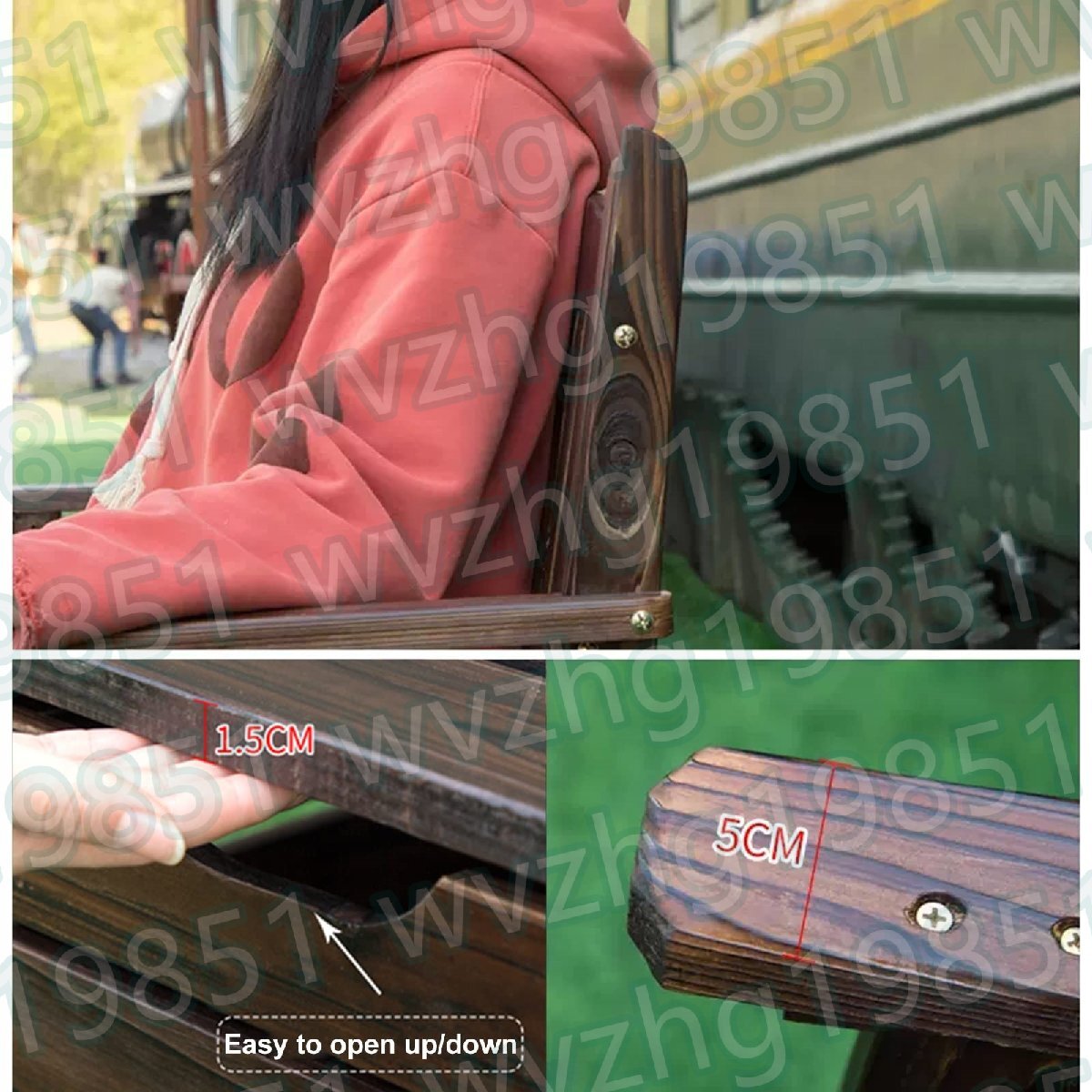3人乗り木製屋外ガーデンベンチ 収納ボックス付き 背もたれとアームレストのベンチ 腐食防止ベンチ_画像7
