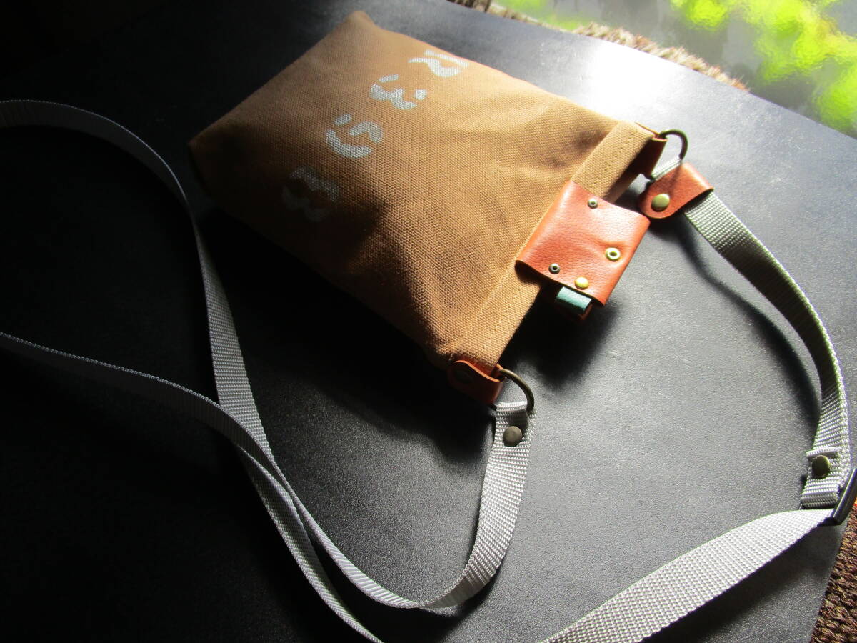  leather to coil clip stop ORIGINALsakoshu!. discount mocha beige 8 number Kurashiki canvas! Mini shoulder bag! leather! hand made 