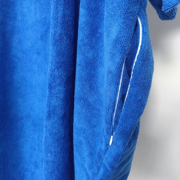 【2枚 まとめ】Winthome マイクロファイバー ポンチョ Mサイズ ブルー チャック付き ポケット タオル 速乾 吸水 サーフィン サウナ MA635_画像4