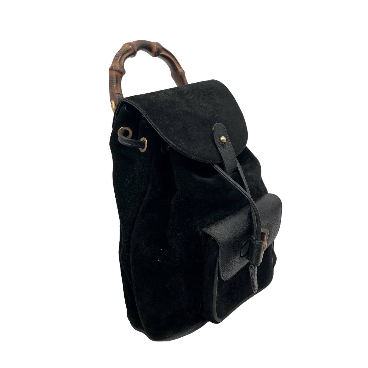  Gucci рюкзак замша черный чёрный bamboo кожа кожа рюкзак GUCCI брендовая сумка оттенок золота металлические принадлежности 