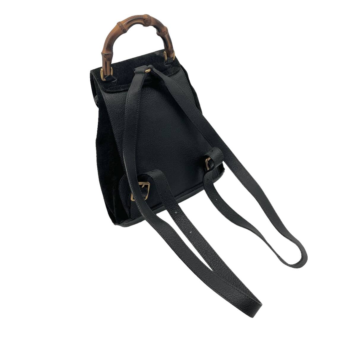  Gucci рюкзак замша черный чёрный bamboo кожа кожа рюкзак GUCCI брендовая сумка оттенок золота металлические принадлежности 