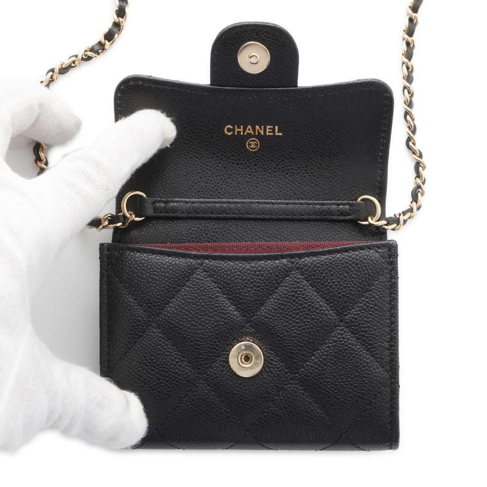 シャネル チェーンウォレット マトラッセ ココマーク ミニ ソフトキャビアスキン ブラック AP0238 CHANEL 財布 黒_画像5