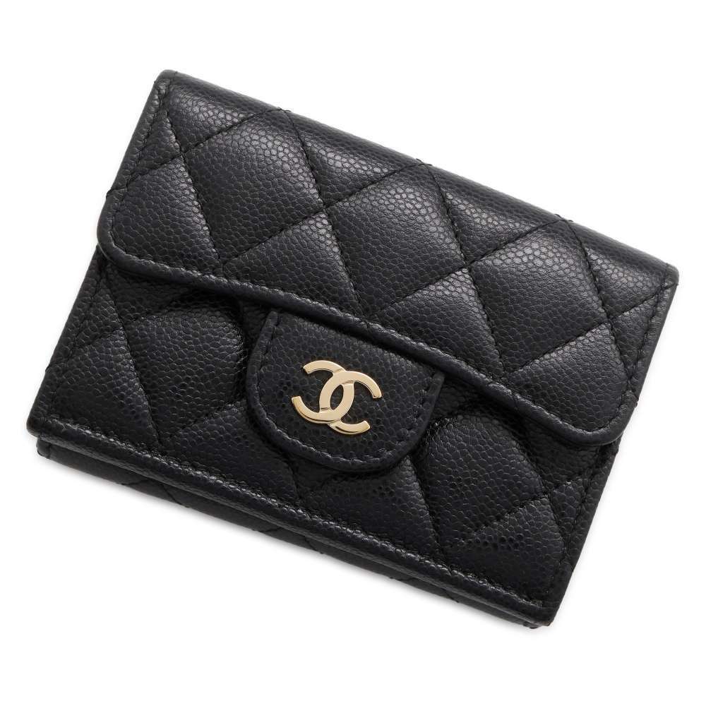 シャネル 三つ折り財布 マトラッセ ココマーク クラシック スモール フラップ ウォレット AP0230 CHANEL 財布 黒 【安心保証】_画像1