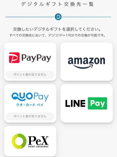 デジコ デジタルギフト 1円分 PeXポイントギフト LINE Pay Amazonギフトカード_画像2