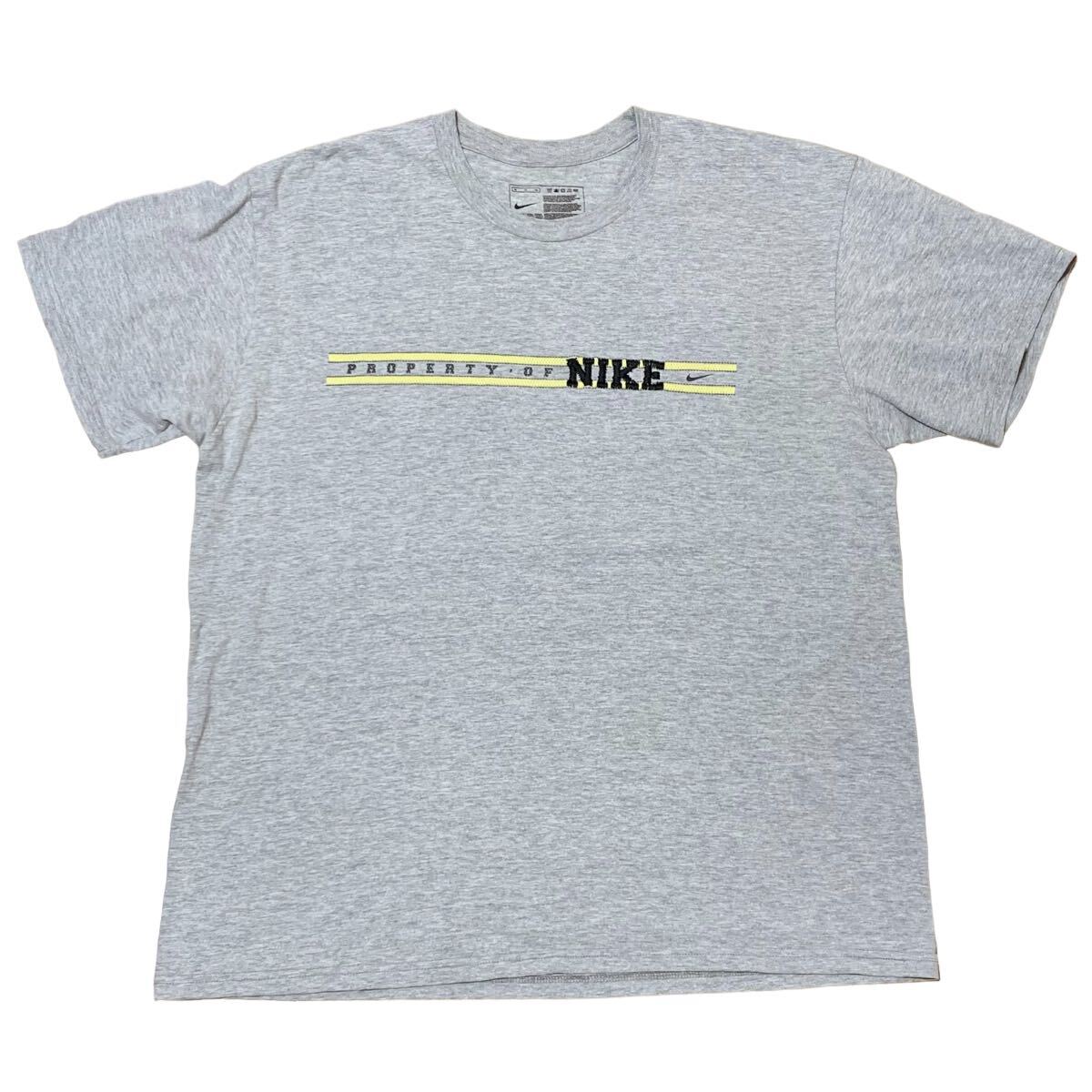 2000s NIKE Tシャツ 半袖 ロゴ 刺繍 グレー スウッシュ 2000年代 00s vintage ビンテージ ヴィンテージ ゴツナイキ 風車 ビッグスウッシュ_画像1