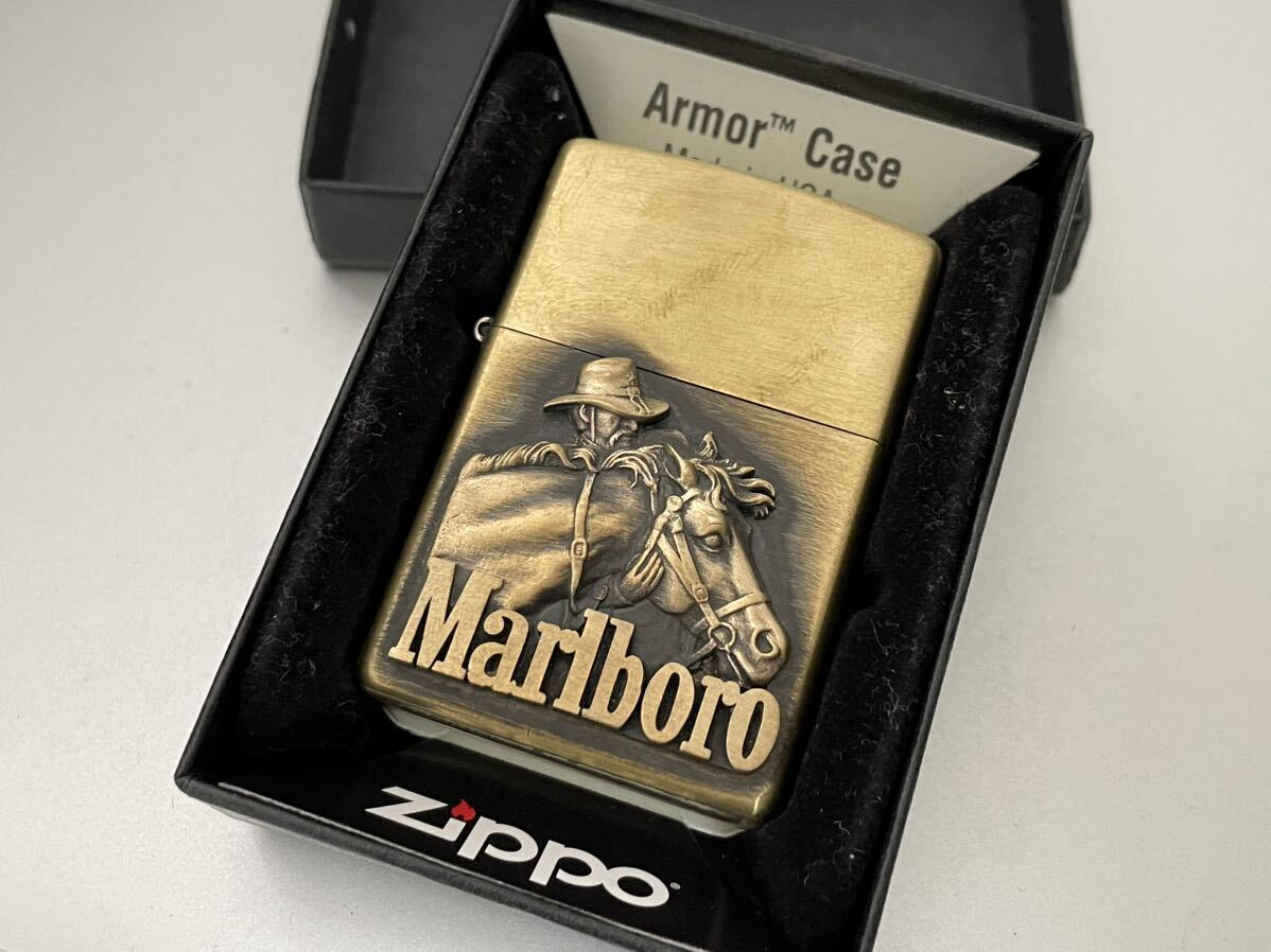 1円 ZIPPO ライター マルボロ Marlboroジッポ Zippoオイルライター真鍮製 中古品 喫煙グッズ ジッポー 火花確認済R67577_画像1