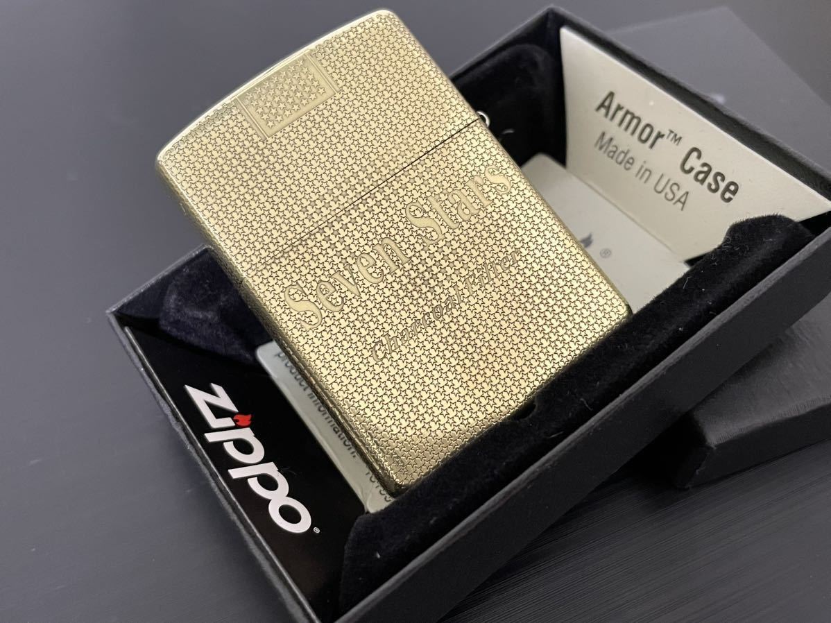 1円 新品 Zippo Seven Stars ZIPPO ライター ジッポー オイルライター 未使用 真鍮製ゴールド_画像1