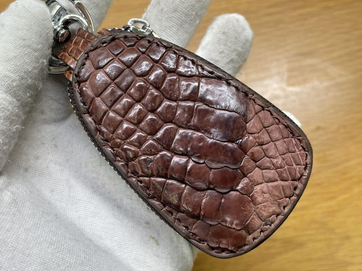 1 jpy 2 point set crocodile key case genuine article wani leather key inserting . leather hook smart key case 0030 tea color key holder 