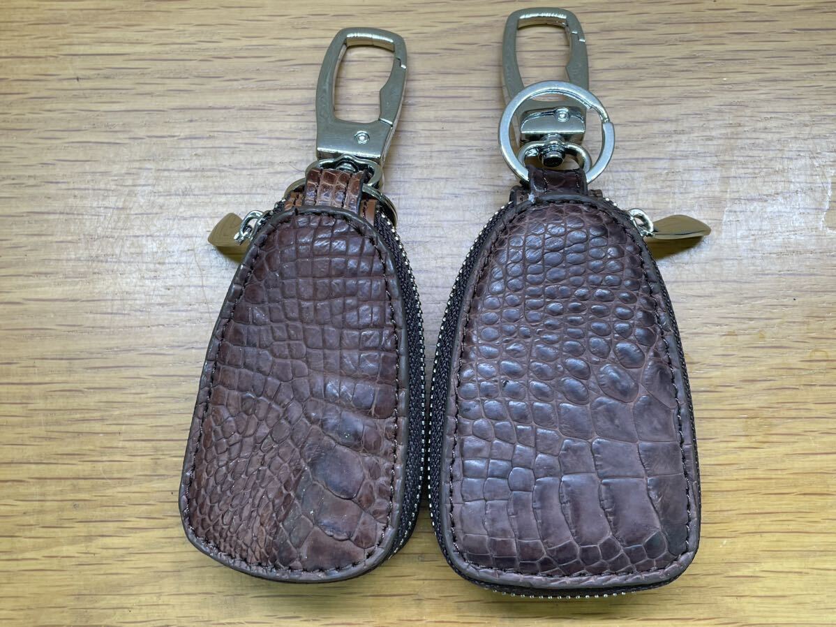 1 jpy 2 point set crocodile key case genuine article wani leather key inserting . leather hook smart key case 0030 tea color key holder 