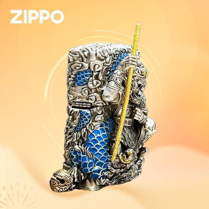 1円 定価9.8万円 Zippo 孫悟空 真鍮製 斉天大聖 ライター ジッポー オイルライター 新品 喫煙グッズ 重量感 の画像5