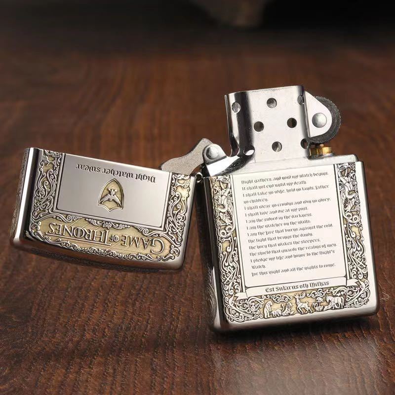 1円 未使用 氷と炎の歌 ライター ZIPPO 喫煙グッズ ジッポー 6面刻印 オイルライター 真鍮製 新品 _画像3