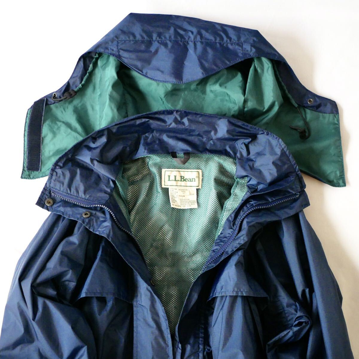 エルエルビーン llbean 90s ナイロン　ロングコート 撥水 レインコート アウター vintage グリーン　ネイビー　古着_画像3