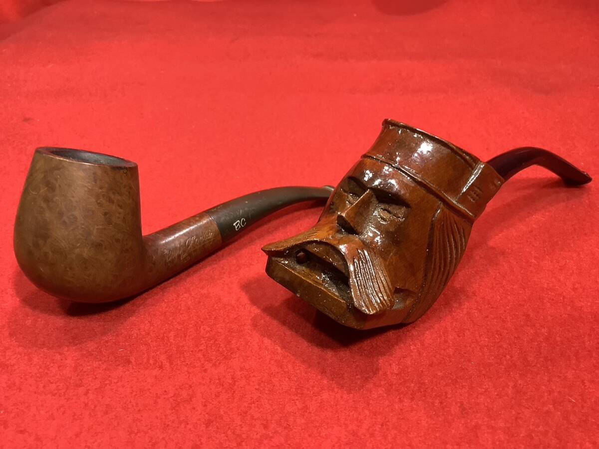 ◆パイプ２本　BC pipe Butz Choquin ブッショカン パイプ 喫煙具 bcパイプ cocarde　木製パイプ　キセル 彫刻 たばこ 伝統工芸 工芸品_画像1