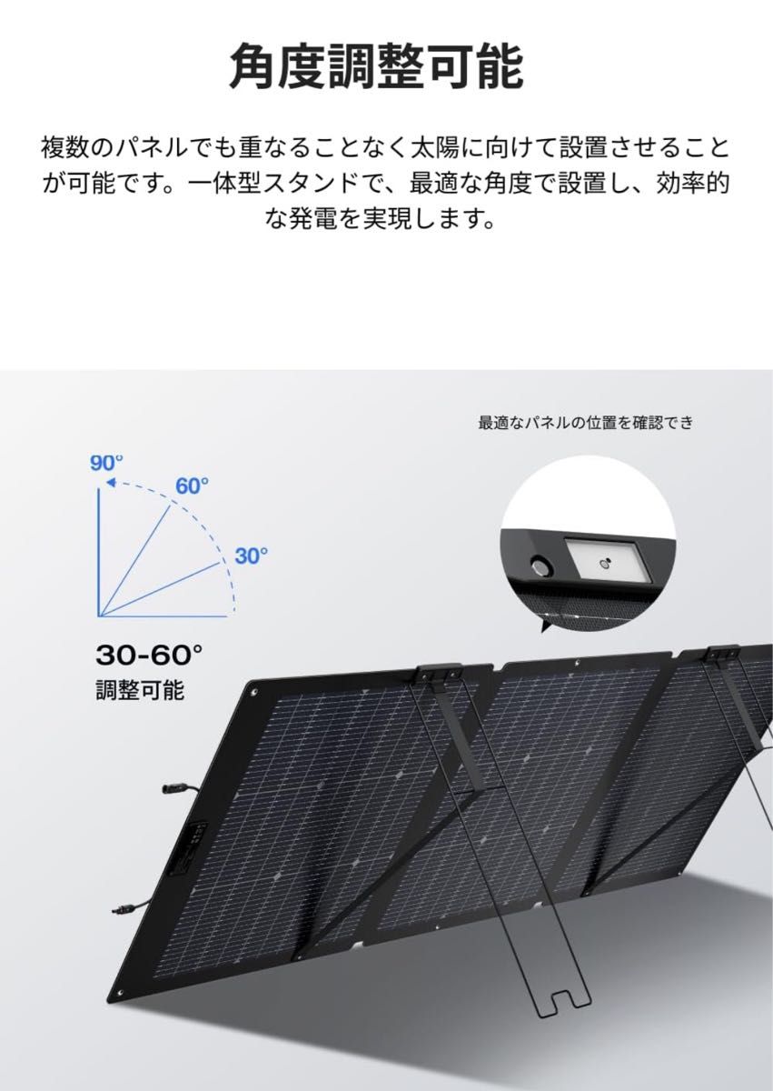 ECOFLOW ソーラーパネルGen2 160W 高出力 両面受光型 ソーラーチャージャー  高変換効率25%