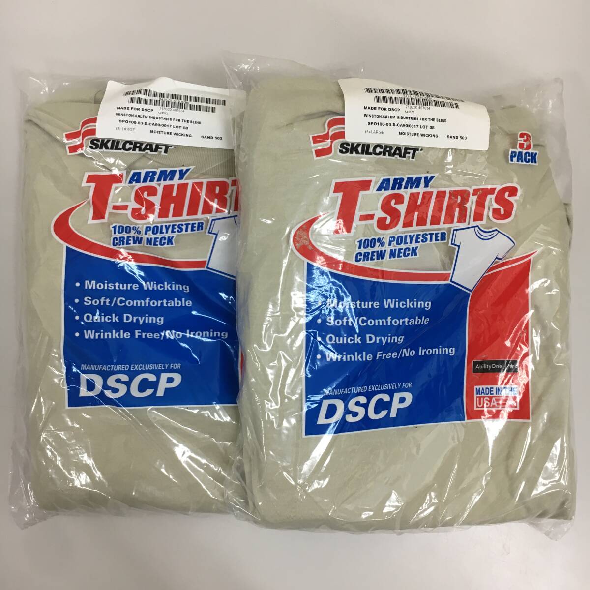 米軍放出品 未使用 DSCP アーミーTシャツ 3枚入り ２セット ラージサイズ Lサイズ デザートサンド SKILCRAFT  管理Dの画像1