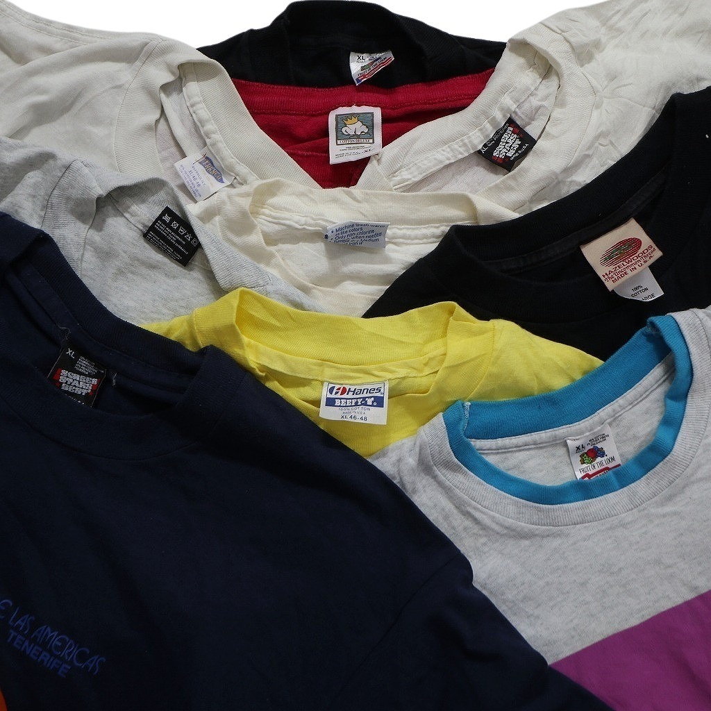古着卸 まとめ売り 〜90s オールド 半袖Tシャツ 10枚セット (メンズ XL ) カラーMIX シングルステッチ 大判プリント 前ボタン MS7362の画像6