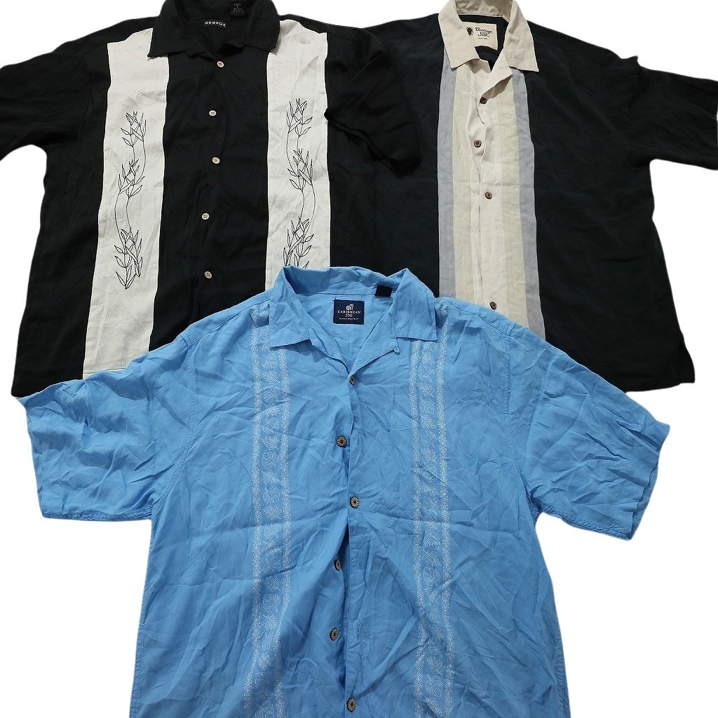 古着卸 まとめ売り ライン系 半袖シャツ 10枚セット (メンズ L ) 黒 紺 黄色 青 赤 グレー MS7824の画像4