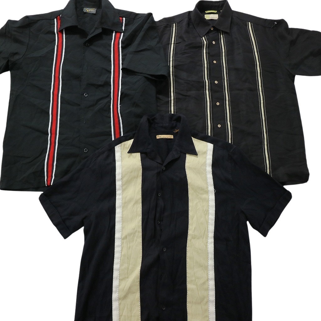 古着卸 まとめ売り ライン系 半袖シャツ 10枚セット (メンズ L ) 黒 紺 黄色 青 赤 グレー MS7824の画像5