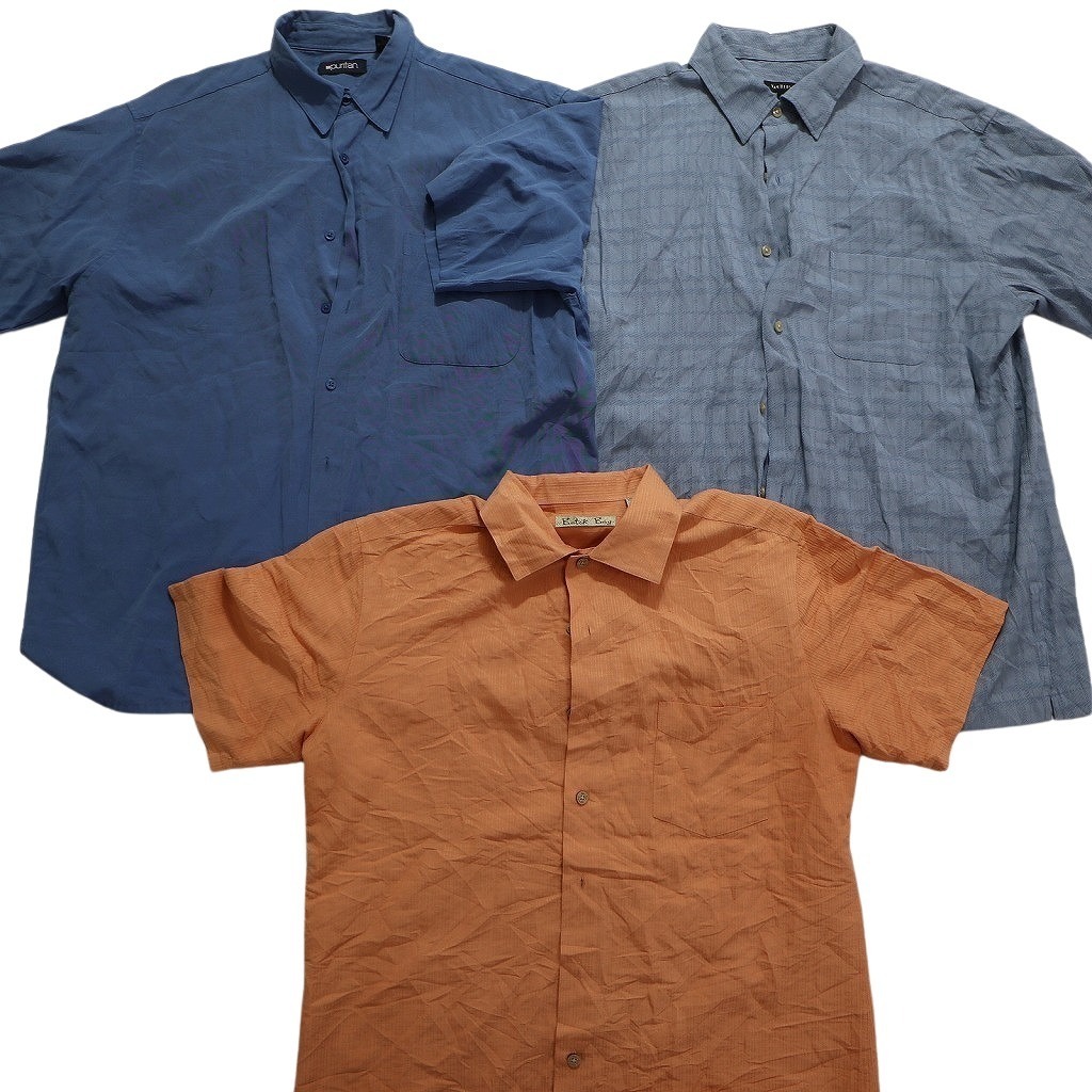 古着卸 まとめ売り 無地系 半袖シャツ 10枚セット (メンズ L /XL ) 青 オレンジ 赤 グレー 白 MS7892の画像5