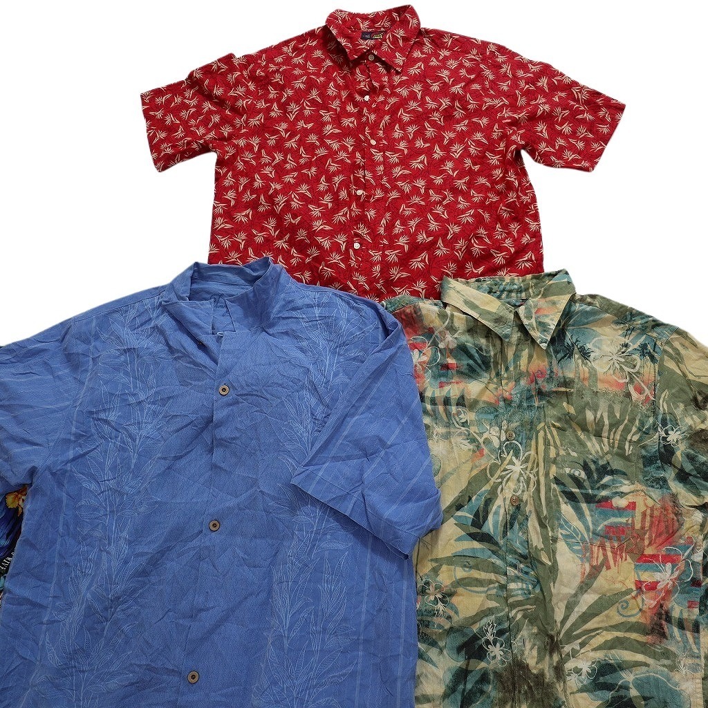 古着卸 まとめ売り アロハシャツ 半袖シャツ 素材MIX 10枚セット (メンズ XL ) カラーMIX 開襟シャツ ボックスシルエット MS8502の画像4