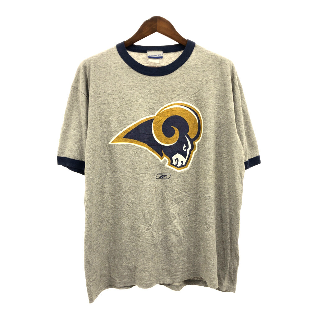 00年代 Reebok リーボック NFL ロサンゼルス・ラムズ 半袖Ｔシャツ プロチーム ライトグレー (メンズ XL) 中古 古着 Q5881_画像1