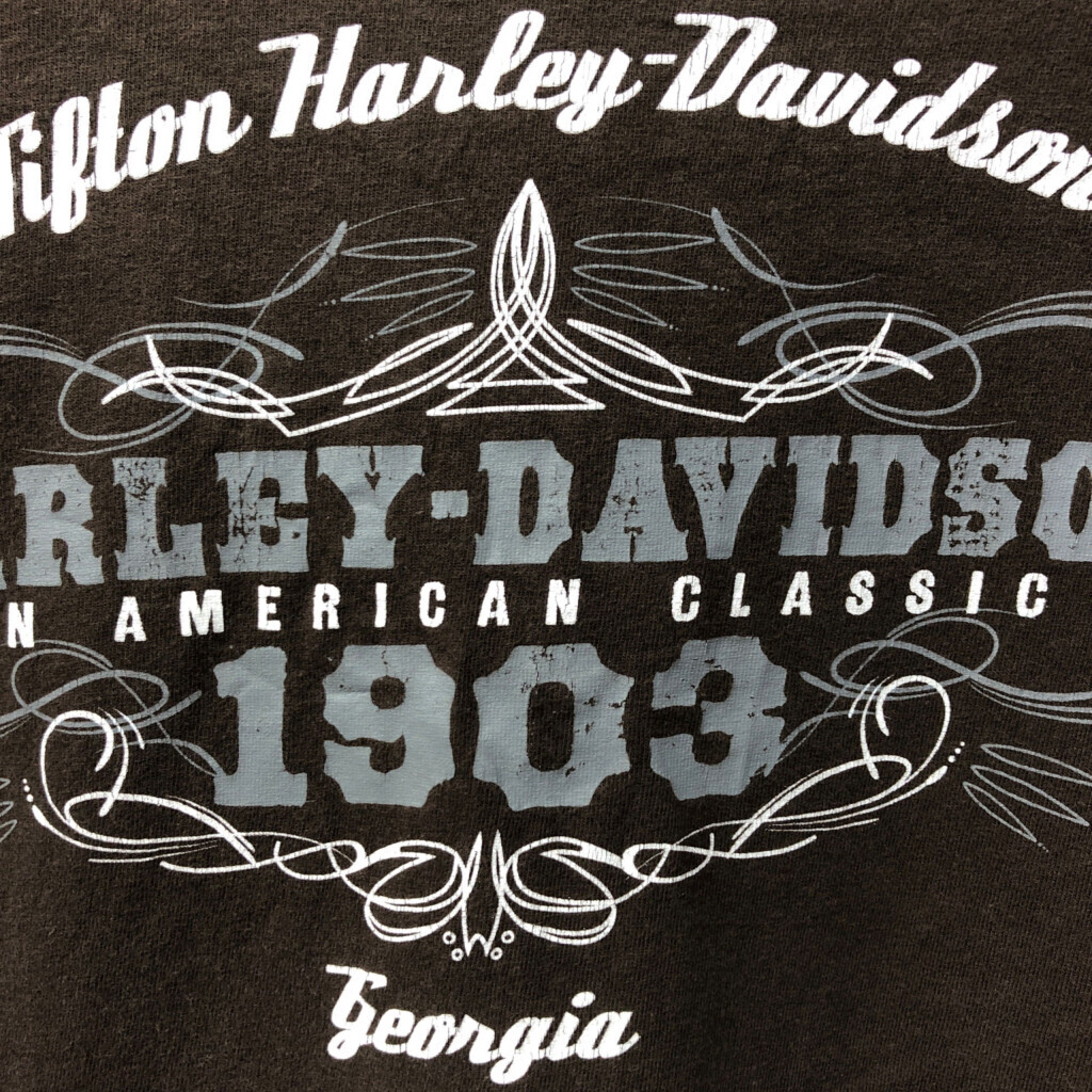 HARLEY DAVIDSON ハーレーダビッドソン 半袖Ｔシャツ バイク ロゴ ブラウン (メンズ X-LARGE) 中古 古着 Q6191_画像3