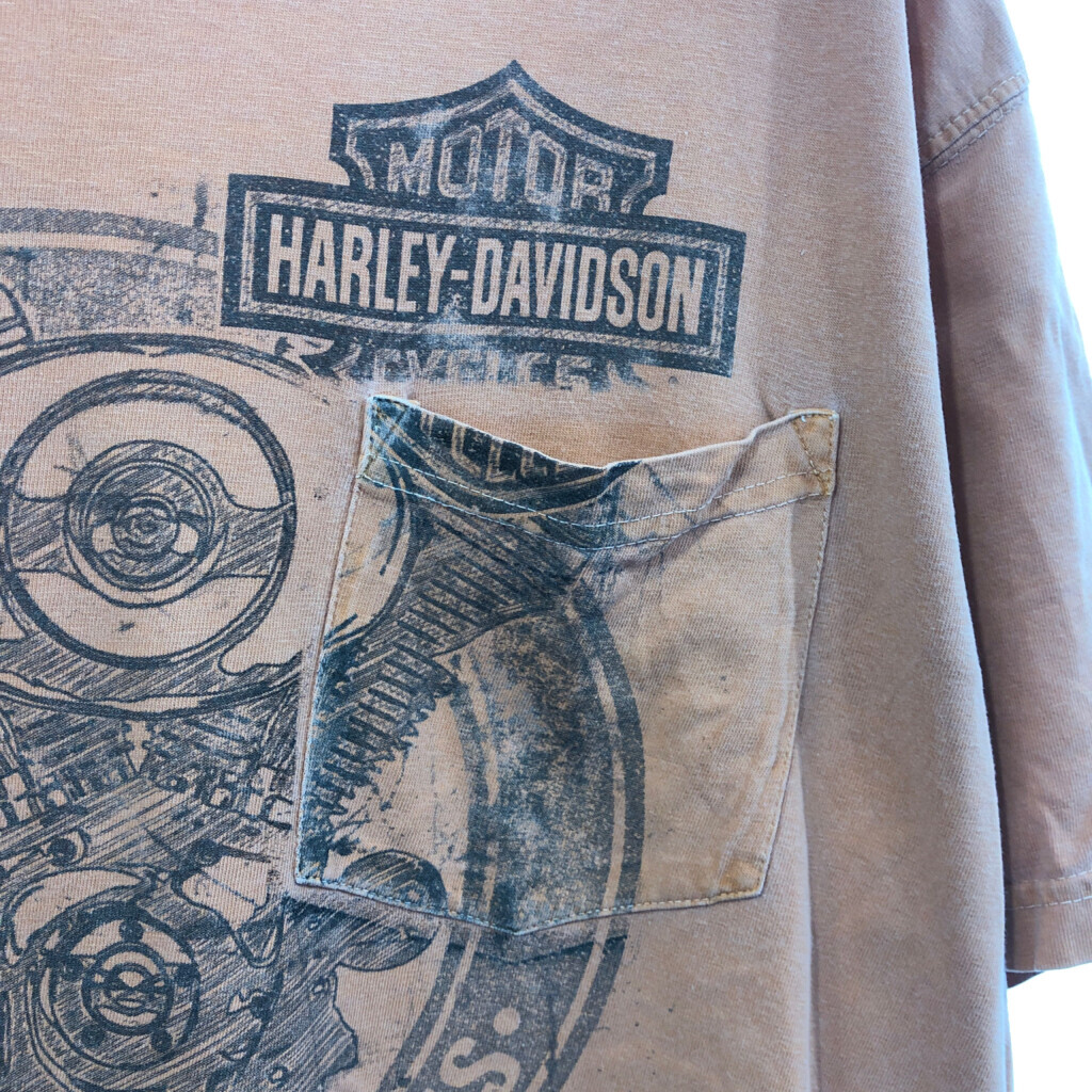 HARLEY DAVIDSON ハーレーダビッドソン ポケット 半袖Ｔシャツ バイク オレンジ (メンズ L) 中古 古着 Q6240_画像4