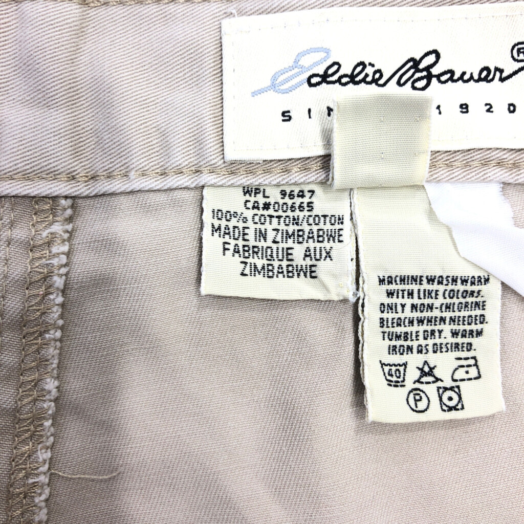 90年代 Eddie Bauer エディーバウアー 2タック チノショートパンツ アウトドア ベージュ (メンズ W36) 中古 古着 Q6250_画像9