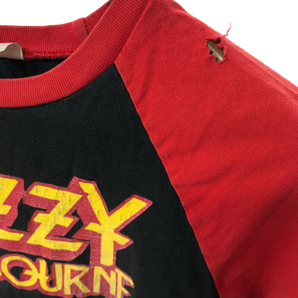 90年代 USA製 Ozzy Osbourne オジー・オズボーン 七分丈 長袖Ｔシャツ ラグランスリーブ バンドT ブラック (メンズ S) 中古 古着 Q6262_画像4
