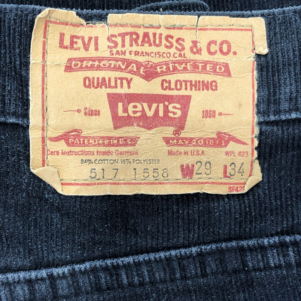 80年代 USA製 Levi's リーバイス 517 ブーツカットシルエット コーデュロイ パンツ フレア ネイビー (メンズ 29×34) 中古 古着 P7506_画像5