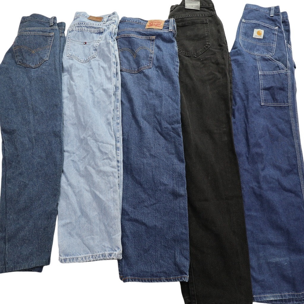 [ with translation ] old clothes . set sale Denim pants 18 pieces set ( lady's ) color MIX black red W6381