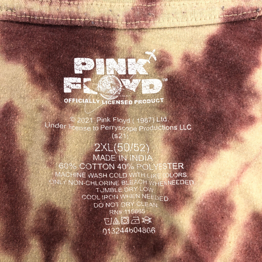 PINK FLOYD PINK FLOYD ピンク・フロイド ワールドツアー 1987 タイダイＴシャツ バンドT ブラウン (メンズ 2XL) 中古 古着 Q6406_画像4