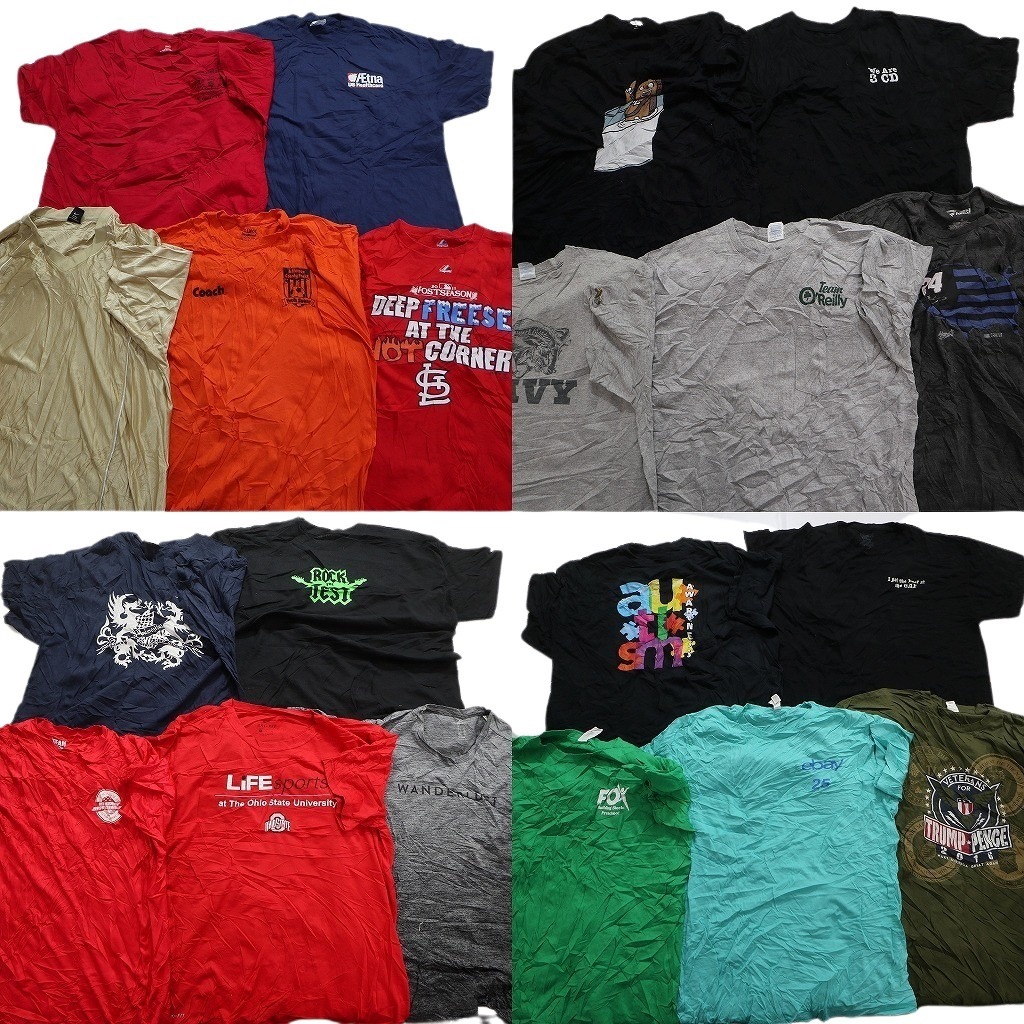 古着卸 まとめ売り カラーmix プリント 半袖Tシャツ 20枚セット (メンズ XL ) 英字ロゴ　無地　ビックサイズ MS8667 1円スタート_画像1