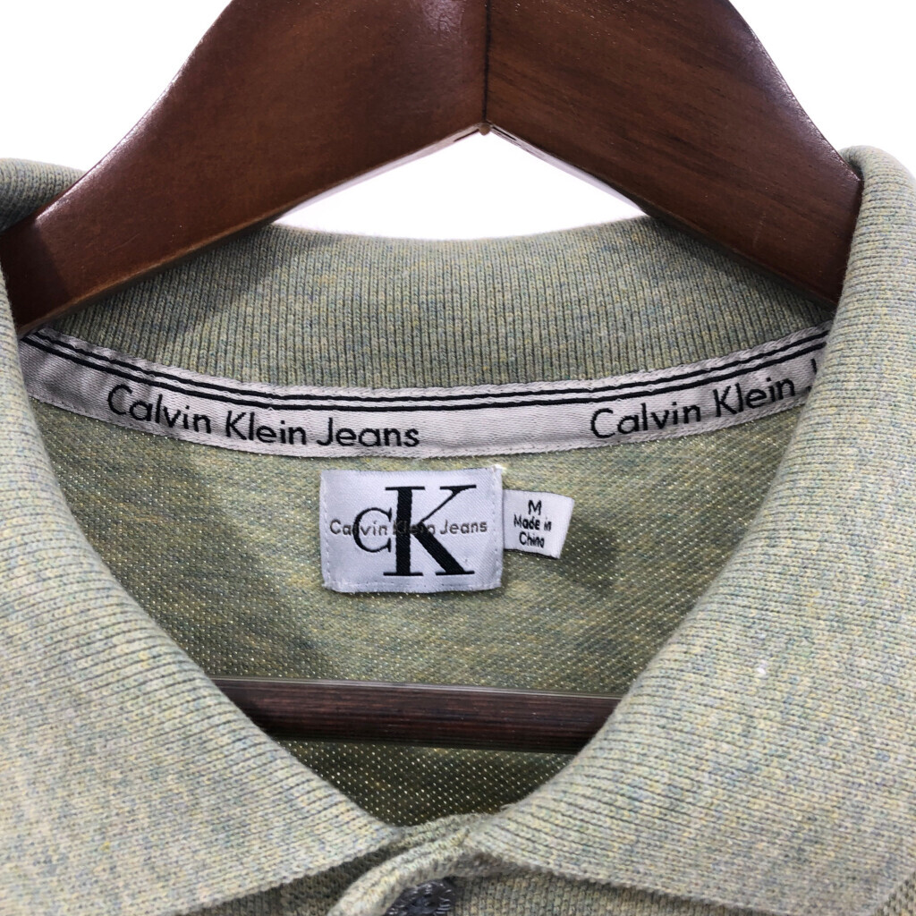 90年代 Calvin klein Jeans カルバンクライン ジーンズ ポロシャツ ワンポイント ライトグリーン (メンズ M) 中古 古着 Q6528_画像5