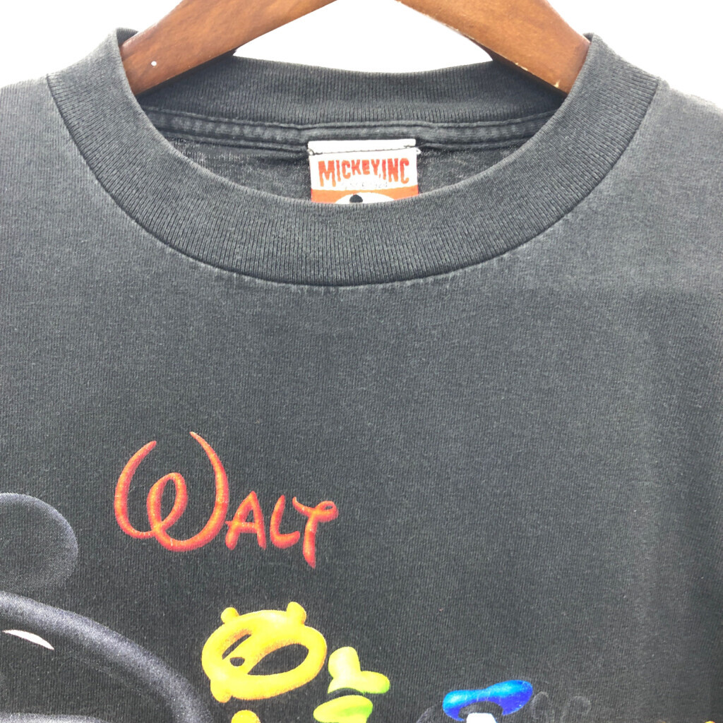 00年代 Disney ディズニー MICKEY INK 半袖Ｔシャツ ロゴ ブラック (メンズ XL相当) 中古 古着 Q6593_画像5