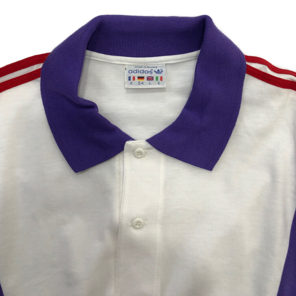 80年代 フランス製 adidas アディダス ポロシャツ スポーツ ホワイト (メンズ L) 中古 古着 Q6606_画像6