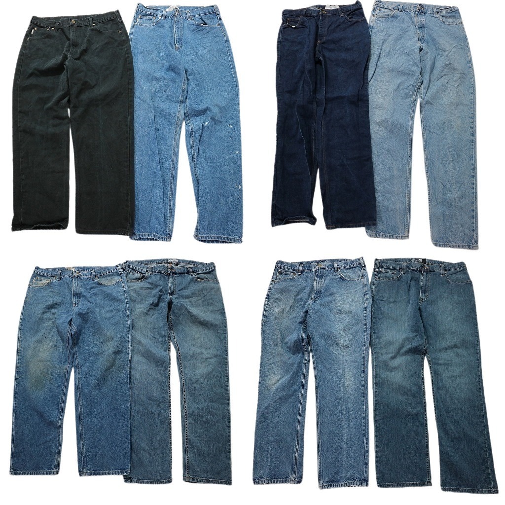  old clothes . set sale Carhartt Denim pants 8 pieces set ( men's 38 /36 ) indigo blue strut black MS8931 1 jpy start 