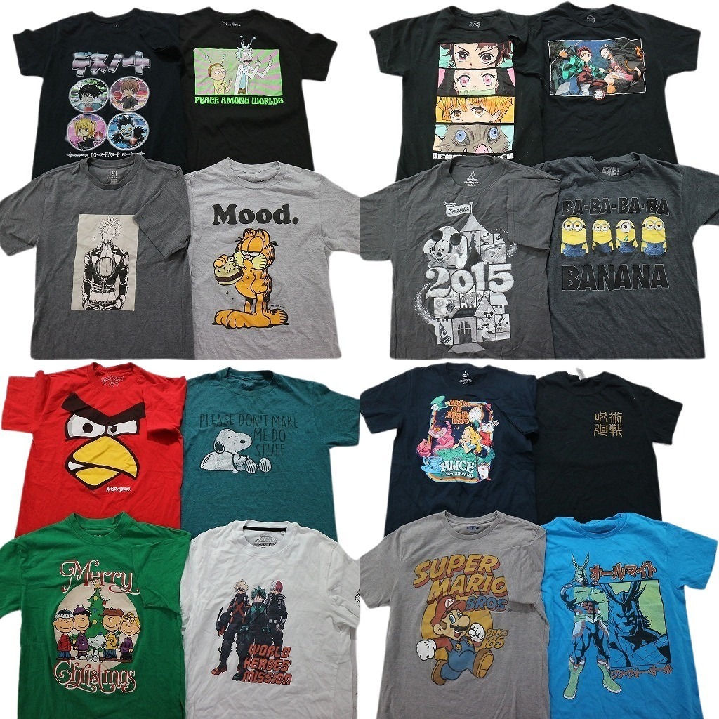 古着卸 まとめ売り キャラクター 半袖Tシャツ 16枚セット (メンズ XS /S ) ガーフィールド ディズニー スヌーピー MS9384 1円スタート_画像1