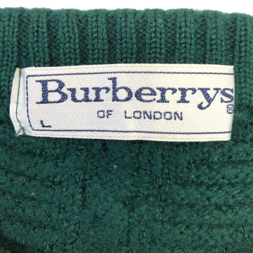 90年代 イングランド製 Burberrys バーバリーズ ウール セーター グリーン (メンズ L) 中古 古着 Q6651_画像4