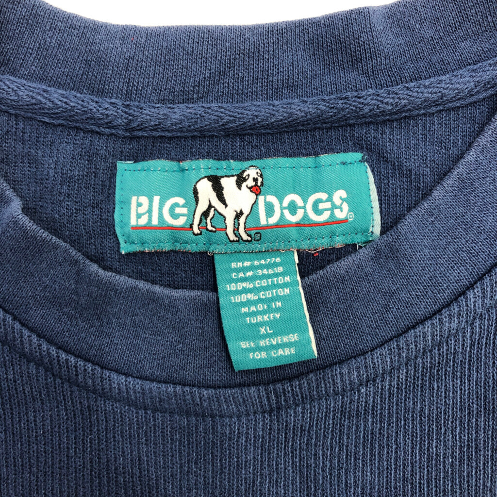 BIG DOGS ビックドッグス 長袖Ｔシャツ ロゴ ブルー (メンズ XL) 中古 古着 Q6673_画像4