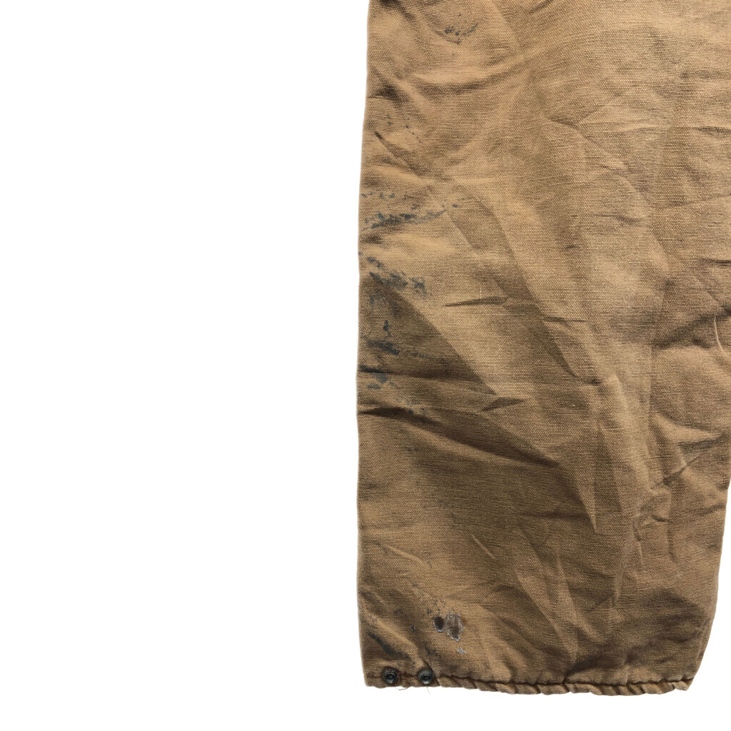 70年代 Carhartt カーハート ダック ダブルニー ビブオーバーオール ライトブラウン (メンズ W34相当) 中古 古着 Q6826_画像3