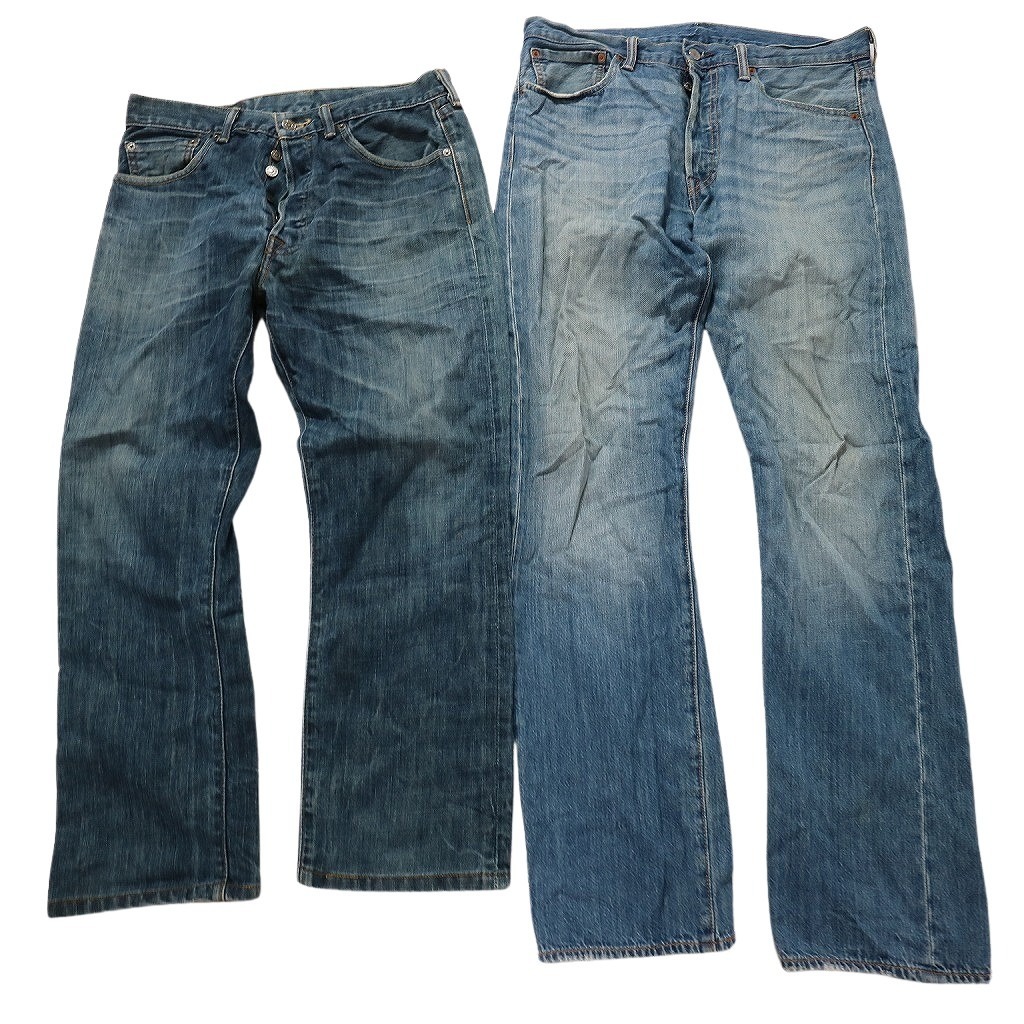  б/у одежда . продажа комплектом Levi's 501 Denim брюки 8 шт. комплект ( мужской 33 ) индиго голубой распорка MS8939 1 иен старт 