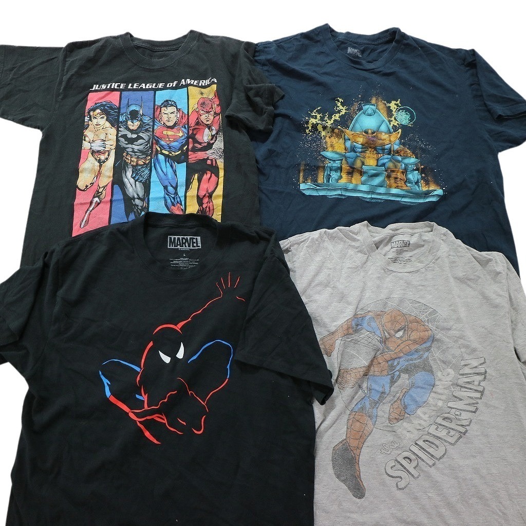 古着卸 まとめ売り マーベル DCコミック 半袖Tシャツ 16枚セット (メンズ L ) スパイダーマン デッドプール MS9390 1円スタート_画像3