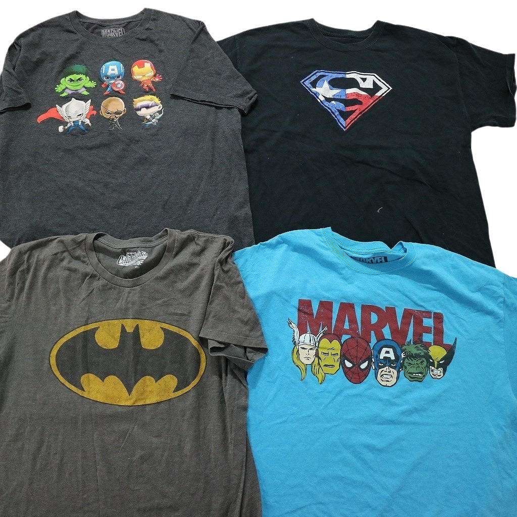 古着卸 まとめ売り マーベル DCコミック 半袖Tシャツ 16枚セット (メンズ XL ) スーパーマン ブラックパンサー MS9387 1円スタート_画像2
