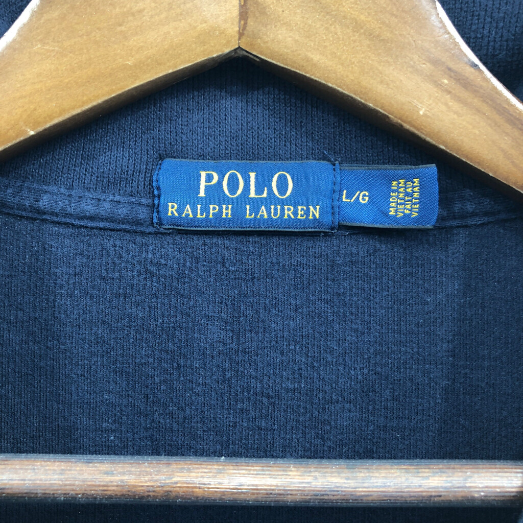 Polo by Ralph Lauren ポロ ラルフローレン ハーフジップ ドライバーズニット セーター ネイビー (メンズ L) 中古 古着 Q7075_画像7
