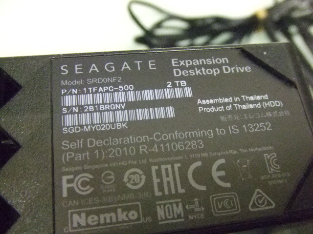 ☆SEAGATE 外付けHDD SRD0NF2 2TB☆本体・アダプタ・接続コード☆｜代購幫